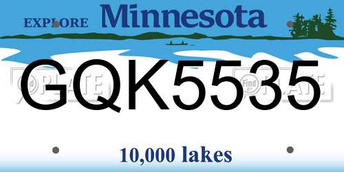 GQK5535 Minnesota License Plate
