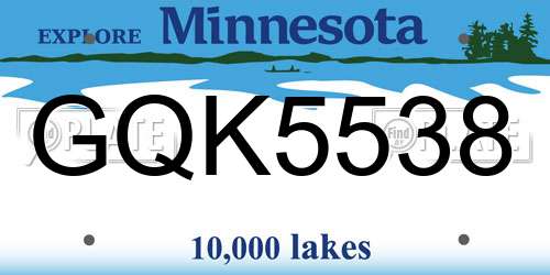GQK5538 Minnesota License Plate