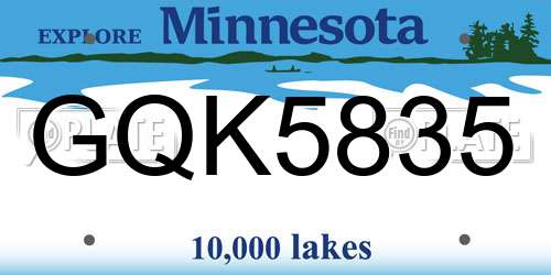 GQK5835 Minnesota License Plate