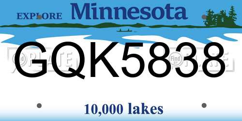 GQK5838 Minnesota License Plate