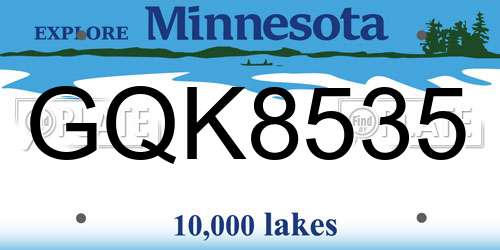 GQK8535 Minnesota License Plate