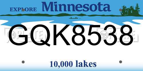 GQK8538 Minnesota License Plate
