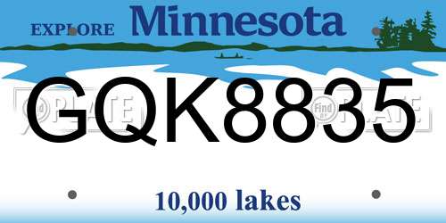 GQK8835 Minnesota License Plate