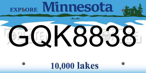 GQK8838 Minnesota License Plate