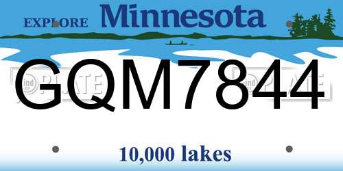 GQM7844 Minnesota License Plate