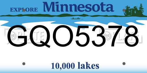GQO5378 Minnesota License Plate
