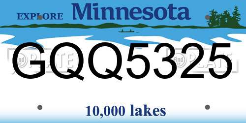 GQQ5325 Minnesota License Plate