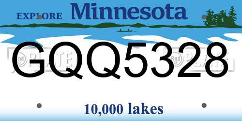 GQQ5328 Minnesota License Plate