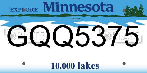 GQQ5375 Minnesota License Plate
