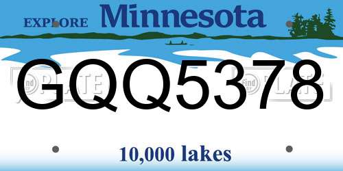GQQ5378 Minnesota License Plate
