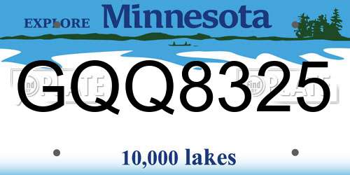 GQQ8325 Minnesota License Plate