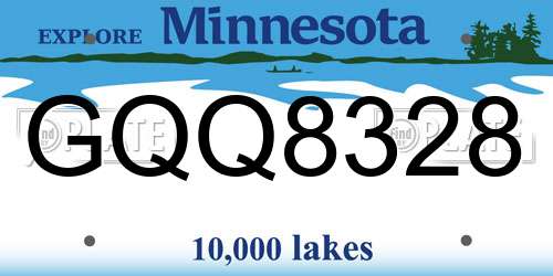GQQ8328 Minnesota License Plate