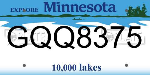 GQQ8375 Minnesota License Plate