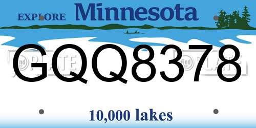 GQQ8378 Minnesota License Plate