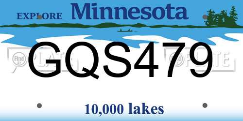 GQS479 Minnesota License Plate
