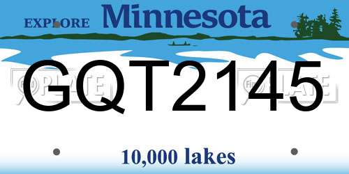 GQT2145 Minnesota License Plate