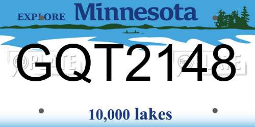 GQT2148 Minnesota License Plate