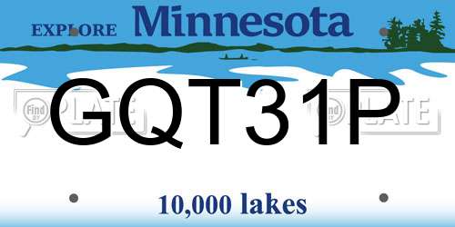 GQT31P Minnesota License Plate