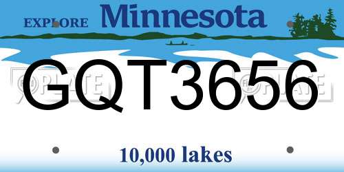 GQT3656 Minnesota License Plate