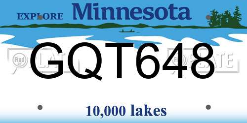 GQT648 Minnesota License Plate