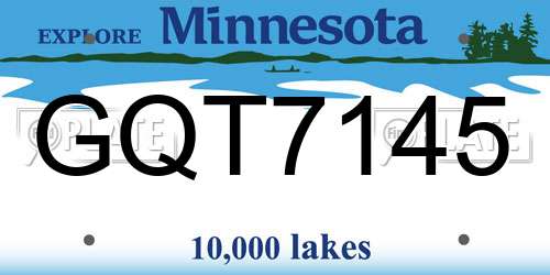 GQT7145 Minnesota License Plate