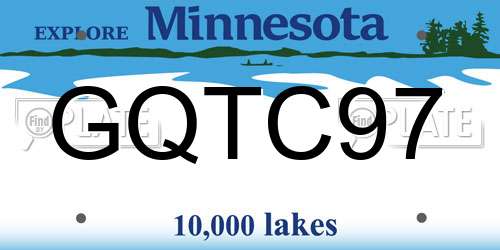 GQTC97 Minnesota License Plate