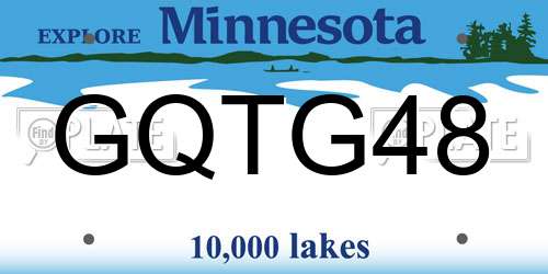 GQTG48 Minnesota License Plate