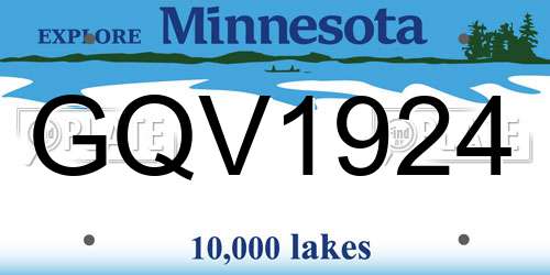GQV1924 Minnesota License Plate