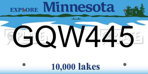 GQW445 Minnesota License Plate