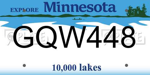GQW448 Minnesota License Plate