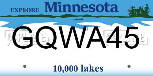 GQWA45 Minnesota License Plate