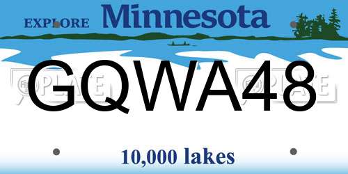 GQWA48 Minnesota License Plate
