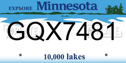 GQX7481 Minnesota License Plate