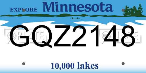 GQZ2148 Minnesota License Plate