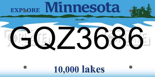 GQZ3686 Minnesota License Plate