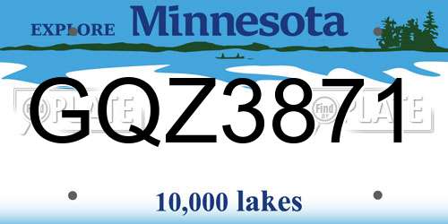 GQZ3871 Minnesota License Plate