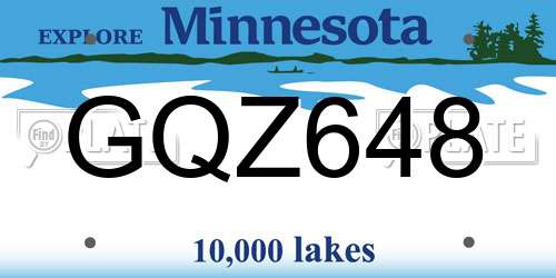 GQZ648 Minnesota License Plate