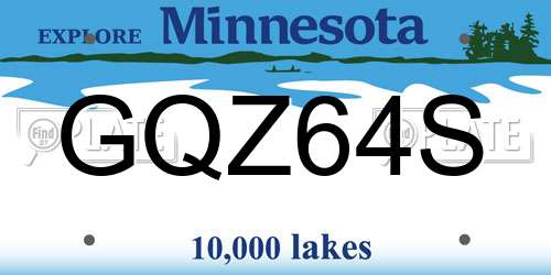 GQZ64S Minnesota License Plate