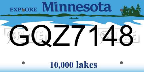 GQZ7148 Minnesota License Plate