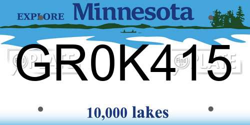 GR0K415 Minnesota License Plate