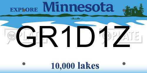 GR1D1Z Minnesota License Plate