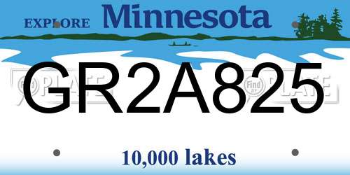 GR2A825 Minnesota License Plate