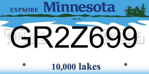 GR2Z699 Minnesota License Plate