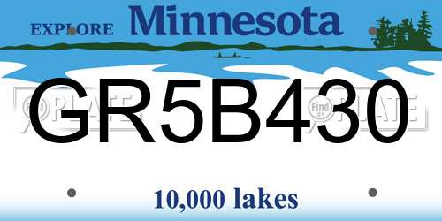 GR5B430 Minnesota License Plate