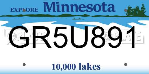 GR5U891 Minnesota License Plate