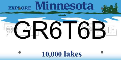 GR6T6B Minnesota License Plate