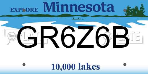 GR6Z6B Minnesota License Plate