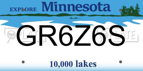 GR6Z6S Minnesota License Plate