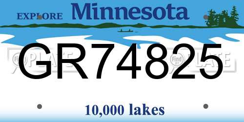 GR74825 Minnesota License Plate