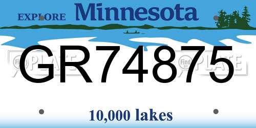 GR74875 Minnesota License Plate